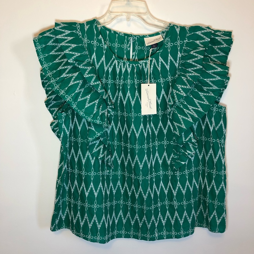 Green Ruffle Shirt New with Tags